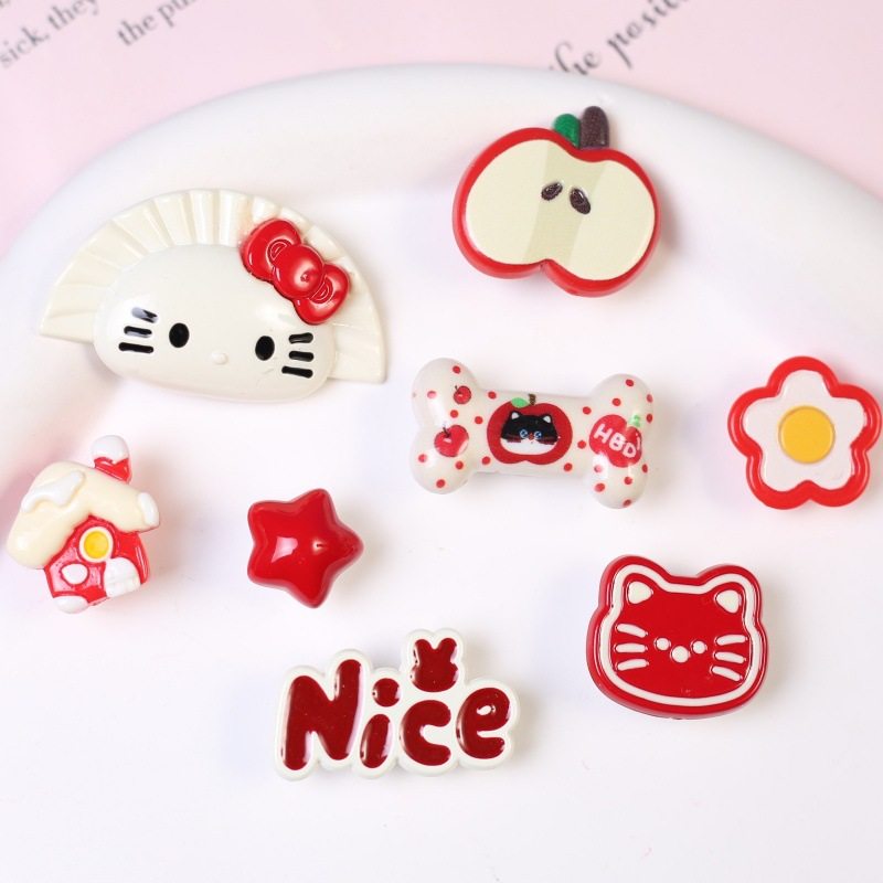 Cute Red Series Cat Dumpling Accessories DIY Hair Accessories Mobile Phone Case Clogs Matchinging Accessories Accessories Wholesale