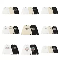 Cross-Border European and American Trendy Brand Amri Micro-Label Letter Flying Dragon Angel Eagle Round Neck Sweatshirt Men's and Women's High Street Long-Sleeved Jacket