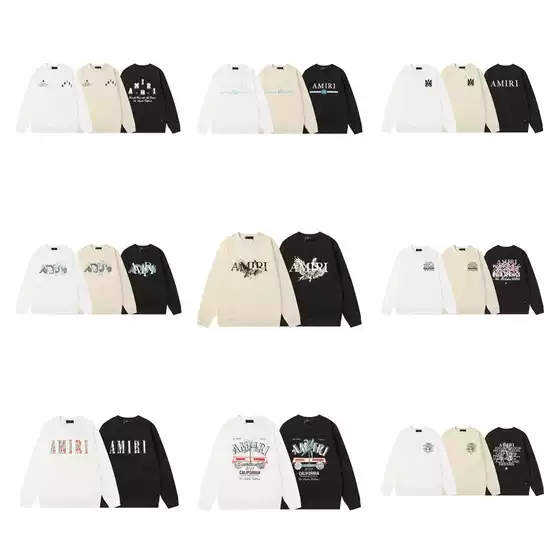 Cross-Border European and American Trendy Brand Amri Micro-Label Letter Flying Dragon Angel Eagle Round Neck Sweatshirt Men's and Women's High Street Long-Sleeved Jacket