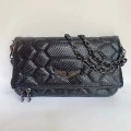 Snake print embroidered black