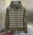 Green hooded white label down jacket