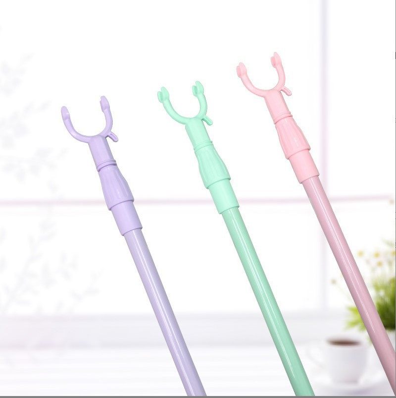 Retractable Clothes Drying Fork Balcony Clothes Fork Clothes Drying Pole Portable Clothes Pole Clothes Fork Wholesale Pure Color Plastic Pick Pole