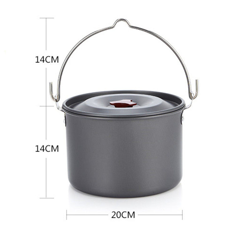 Outdoor Camping Hanging Pot Large Capacity Campfire Tripod Cooking Pot 4L Portable Marching Pot Camping Hanging Pot Cookware