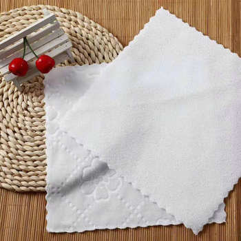 White Small Square Towel Hotel Disposable Towel Napkin Small Square Towel Fine Fiber Embossed Wet Towel Small Square Towel Set