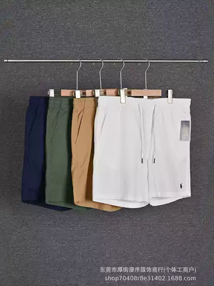 Cross-Border Exclusive Supply of Rl Ralph Linen Shorts for Men, Casual and Versatile for Summer