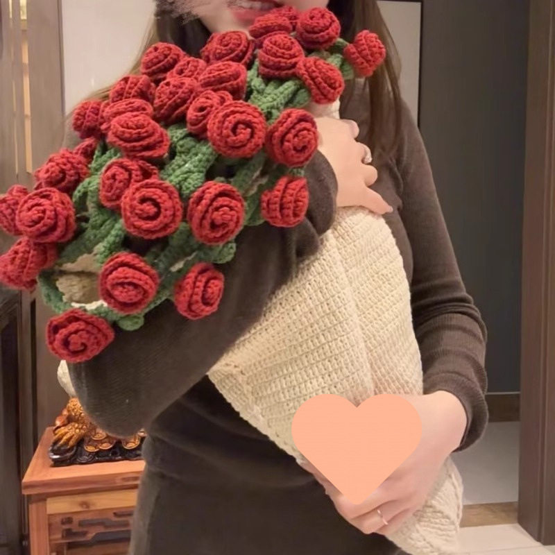 Handmade Rose and Lily of the Valley Bouquet Blanket Material Package Gradient Color Creative Gift for Girlfriend and Best Friend Direct Sale