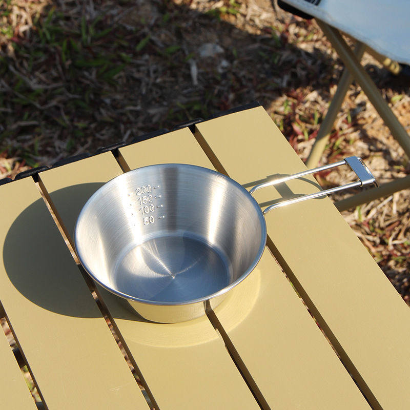 Outdoor Camping Folding Sierra Bowl Portable Tableware 304 Stainless Steel Camping Coffee Cup Instant Noodle Bowl Rice Bowl Cookware