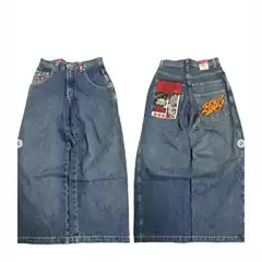 Cross-border e-commerce retro wide-leg jeans jnco American street hip-hop personality Harajuku y2k straight casual pants