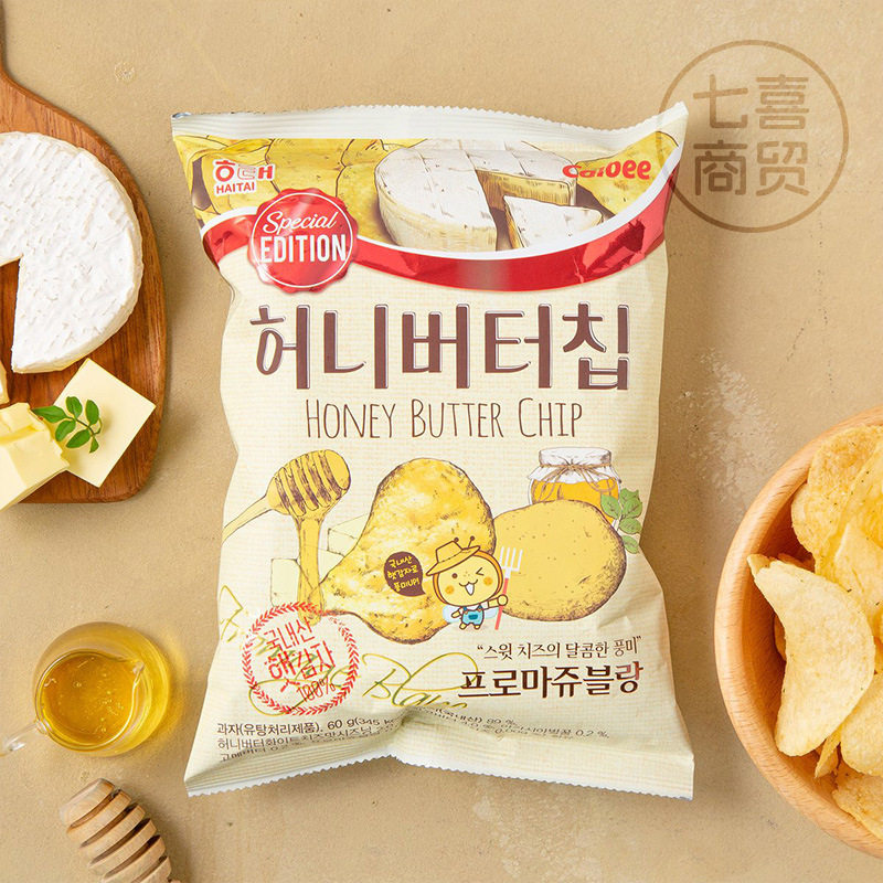 Korean Imported Haitai Honey Butter Potato Chips 60g Curry Flavor Potato Potato Popular Puffed Snack Potato Chips
