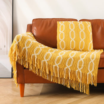 Bohemian Sofa Blanket Cover Blanket Knitted Blanket Shawl Blanket Contrast Color Small Blanket Bed End Towel Wool Sofa Towel