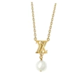 Gold-letter pearl necklace