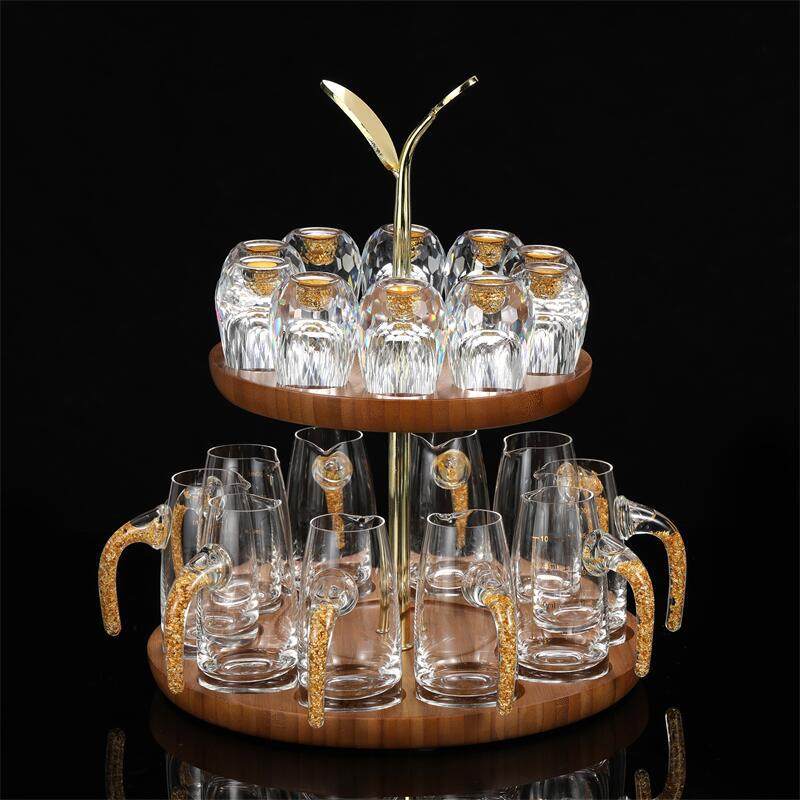 Light Luxury Gold Foil White Wine Glass Set Crystal Glass Wine Dispenser Home Set of Small Wine Glass Wine Set High-End