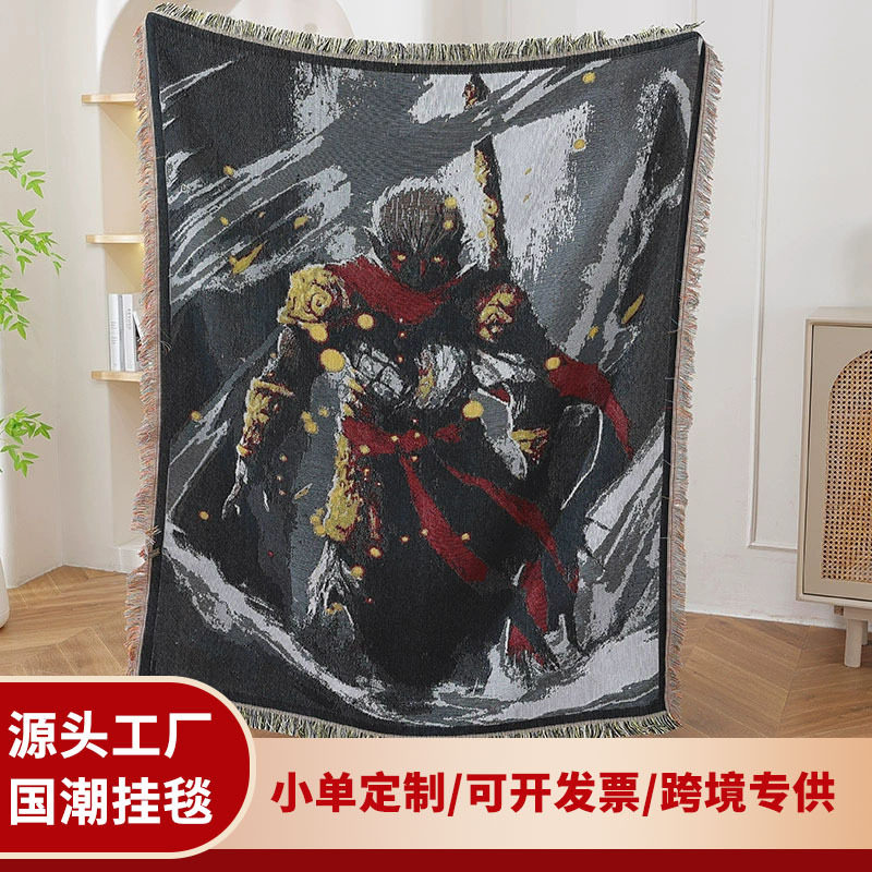 Custom National Tide Cross-border Outdoor Camping Blanket picnic Blanket Multi-functional Cotton Blanket Office Sofa Cover Blanket Tapestries
