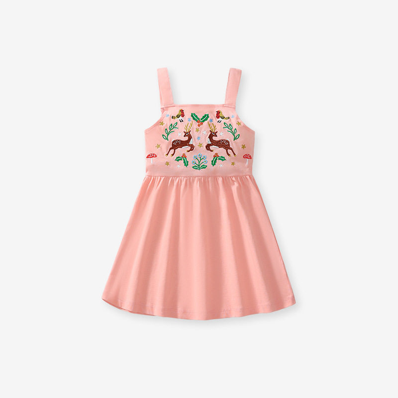 Style Girls' Spaghetti Strap Dress, Summer Cotton Cartoon Dress