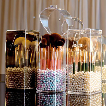 Makeup Brush Storage Tube Dust-Proof Pen Barrel Brush Desktop Acrylic Eyebrow Pencil Storage Cosmetics Eye Shadow Brush Storage