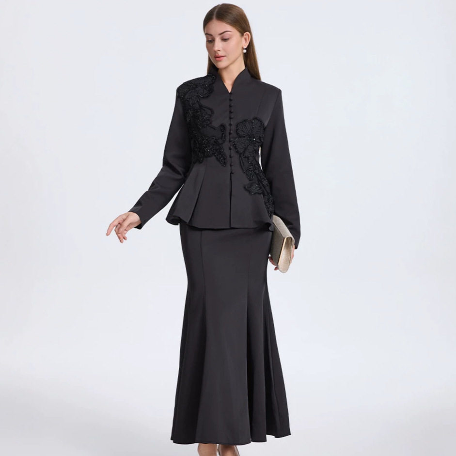Two Piece Womens Set Slim Fit Cardigan and High Waisted Mermaid Skirt Elegant Autumn Style Wholesale Available