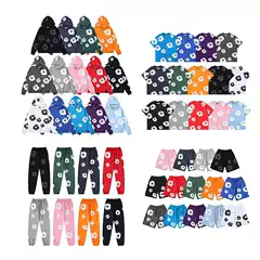 Cross-Border High-Quality D-T Kapok Foam 3D Sweatshirt Set American-Style Couple Casual Crew Neck Shorts