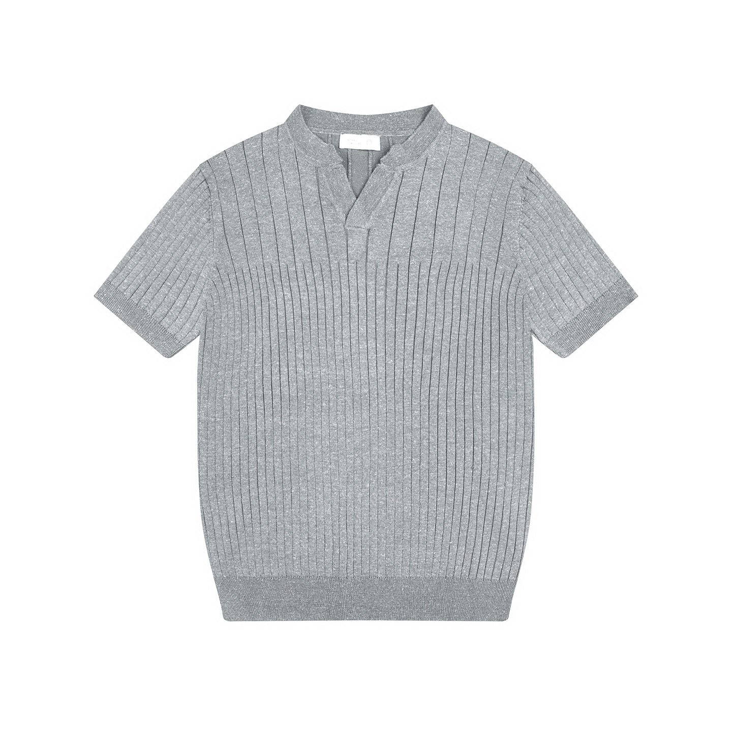 老钱风小V领短袖通勤针织衫纯色 26春夏新款莱赛尔条纹休闲上衣男