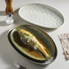 Japanese-style stoneware fish plate tableware ceramic plate vintage dinner plate dish salad plate pasta plate oval cold dish