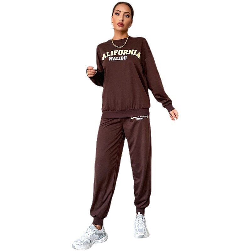 Womens Long Sleeve Letter Print Hoodie and Pants Set Stylish Comfortable Casual Wear Wholesale Available
