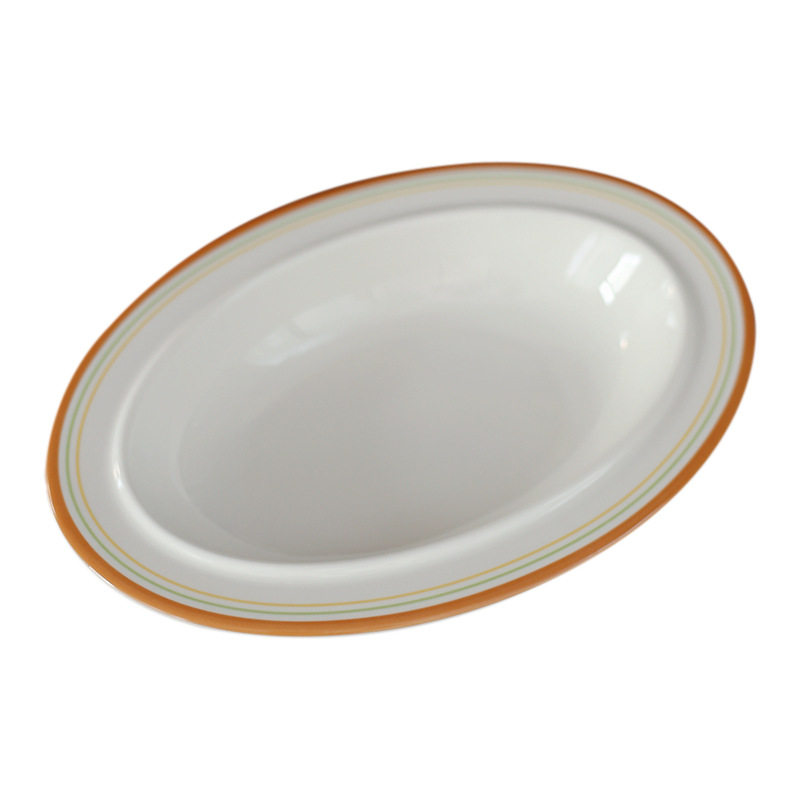 South Korea Ins Coil Oval Fish Plate Noodle Soup Plate Sweet Plate Vintage Breakfast Bowl Ceramic Tableware Home Curry Rice