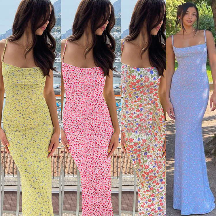 Summer Floral Backless Slip Dress for Women Slim Fit Sexy Lightweight Beachwear for Casual Occasions OEM Available