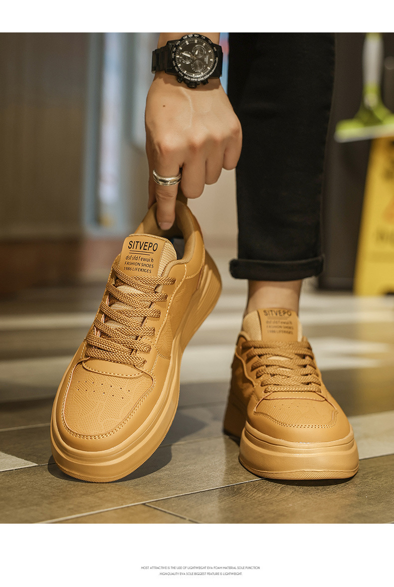 White Men's Shoes Spring New Breathable Low-top Thick-soled Trendy All-match Sneakers Men's Height-increasing Casual Fashion Trendy Shoes 16 O1CN01TUrB9g1cA4ZUCy6cf !!2215596333559 0 cib