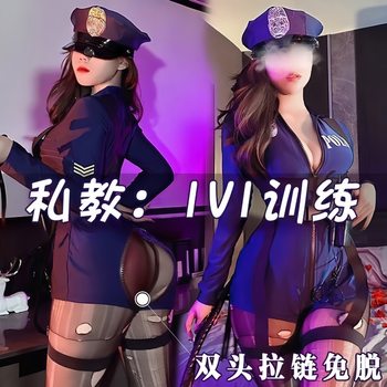 Plus Size Sexy Lingerie Female Police Instructor Uniform Tight-Fitting Suit Polyester Spring Outfit Night Fun