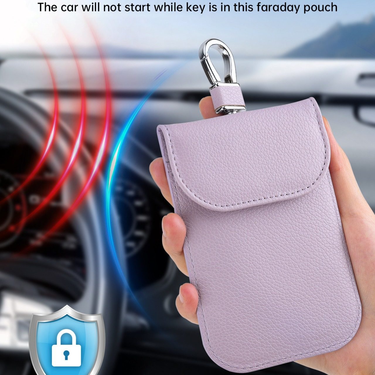 Litchi Pattern Car Key Case Signal Shielding Car Key Protector Women's Advanced Sense Car Key Case