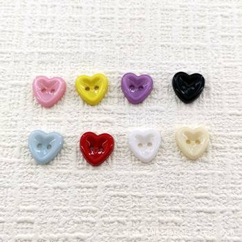 Cute Colorfulful Glossy Two-Eyed Heart-Shaped Plastic Buttons Kidsren's Shirt Sweater Cardigan Buttons Clothing Decorative Buttons