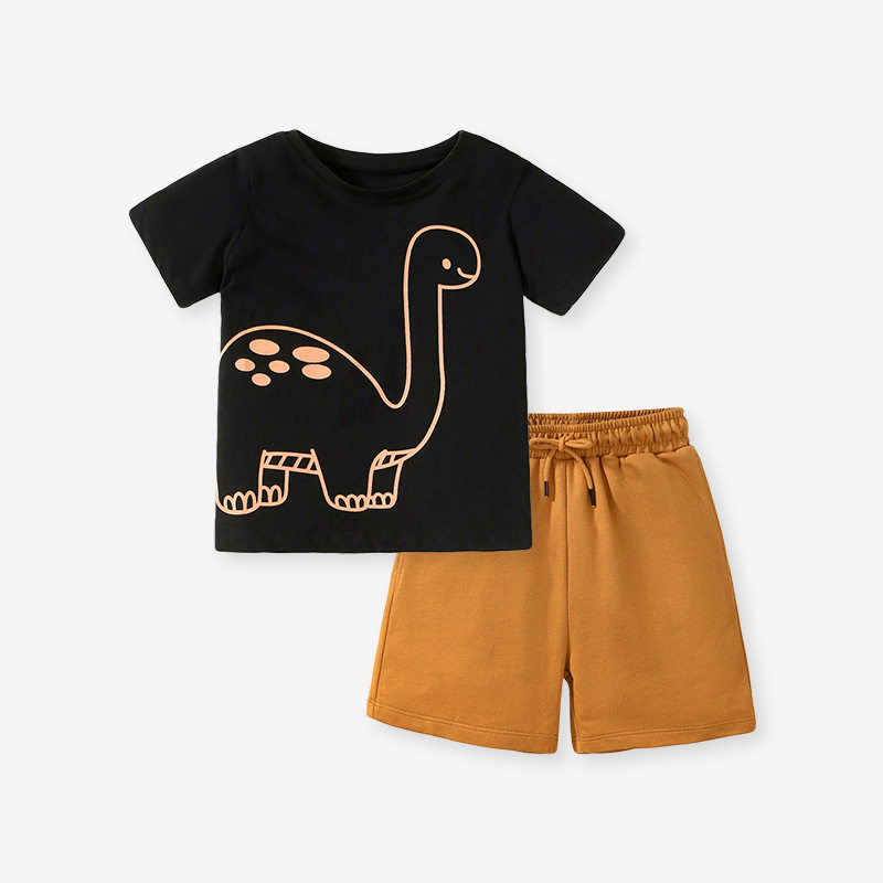Summer Short-sleeve Boys' Set, New Kids' 2-piece Outfit, T-shirt & Pants Set