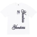 Supreme × mlb joint model round neck casual front and back english letterprinting short-sleeved t-shirt, same style for men and women white