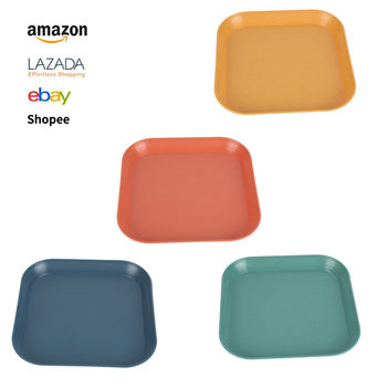 Amazon foreign trade wheat straw tableware square dish household salad dish dining table bone dish factory supply wholesale