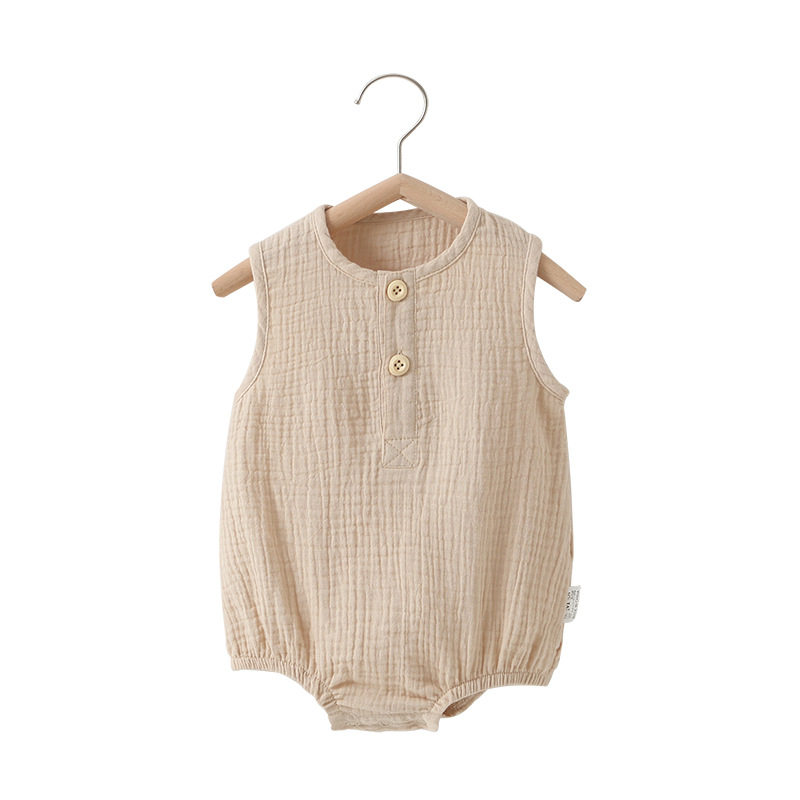 Baby's Gauze Wrap Fart Clothes Summer Thin Baby's Triangle Hats Climbing Clothes Newborn Clothes Pure Cotton Summer Suit