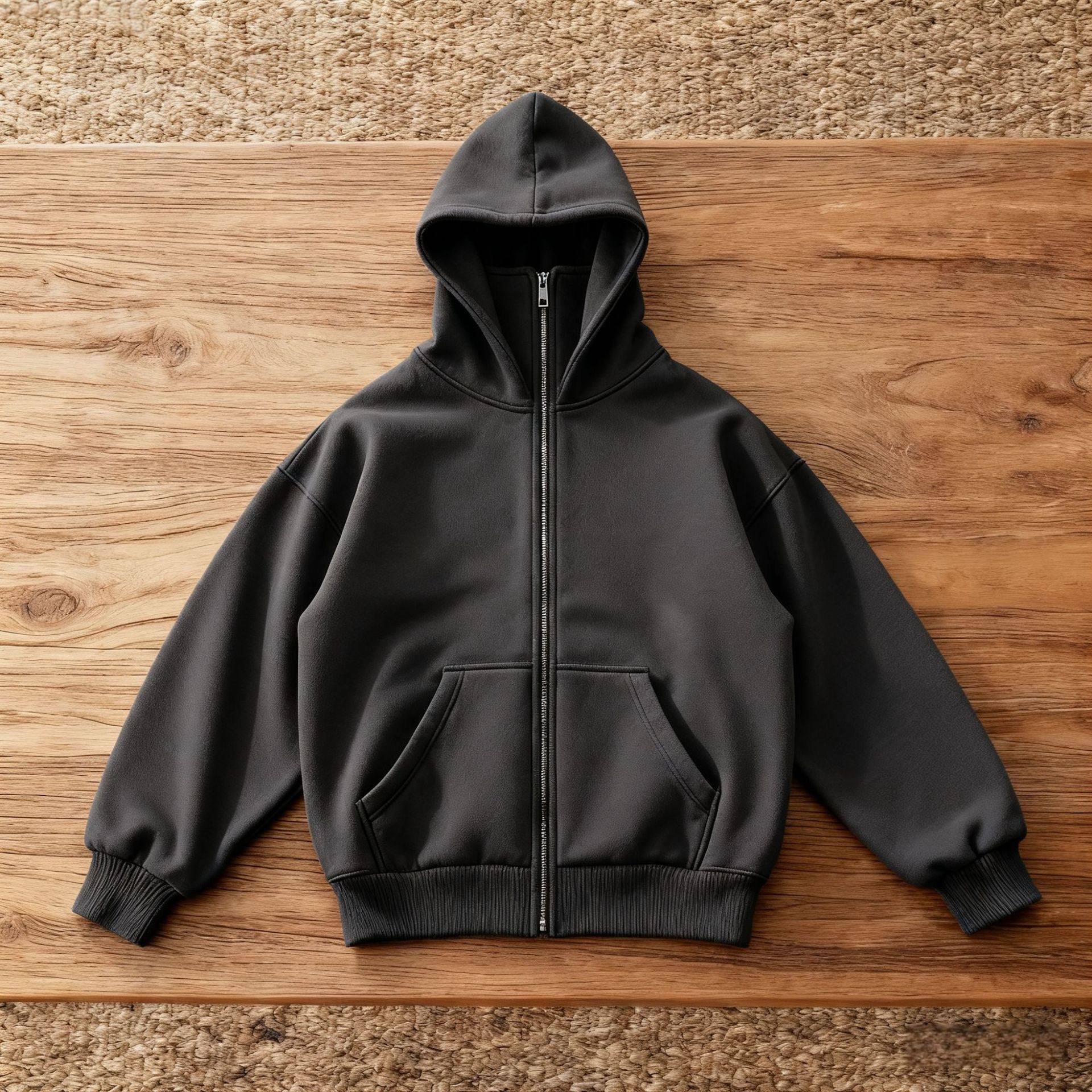 【现货•当天发】外贸秋冬抓绒连帽拉链卫衣外套蒙面男女情侣上衣