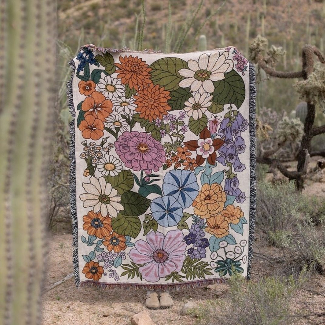 Floral Blanket INS Style Cross-border Home Leisure Blanket Tapestries Decorative Blanket American Country Sofa Blanket Camping Blanket