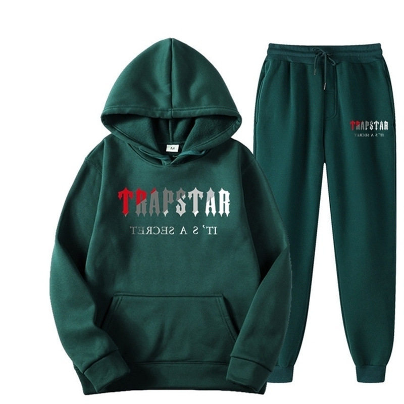 Trapstar sportswear brand print men's sports casual warm color two-piece loose hoodie plus pants