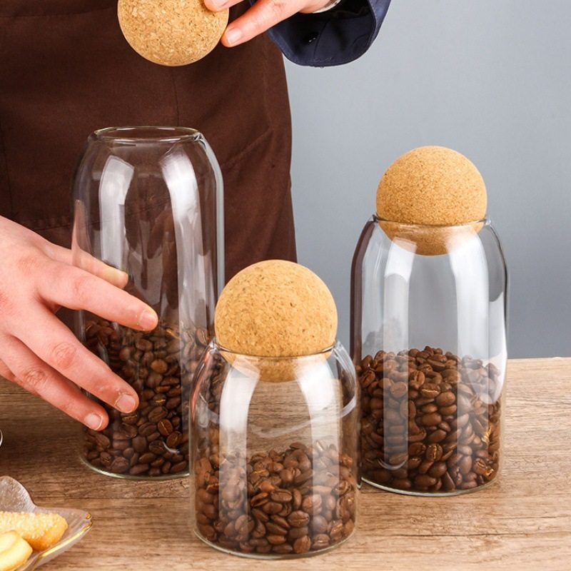 High Borosilicate Glass Sealed Jar Cork Storage Jar Grain Storage Jar Creative Transparent Glass Tea Jar