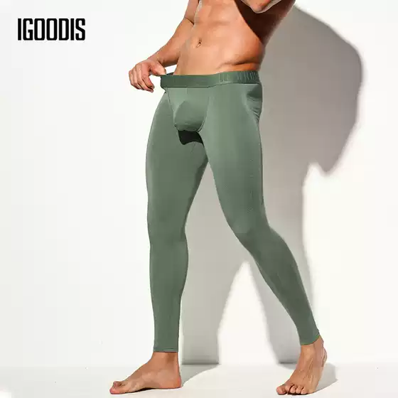 Modal autumn pants men's sexy bottoming warm pants youth long line pants thin solid color pants U1110