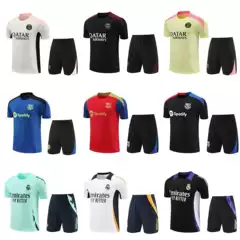 Wholesale Real Madrid Barcelona Paris Training Suit Adult Children Short Sleeve Training Against Sports Football Training Suit suit