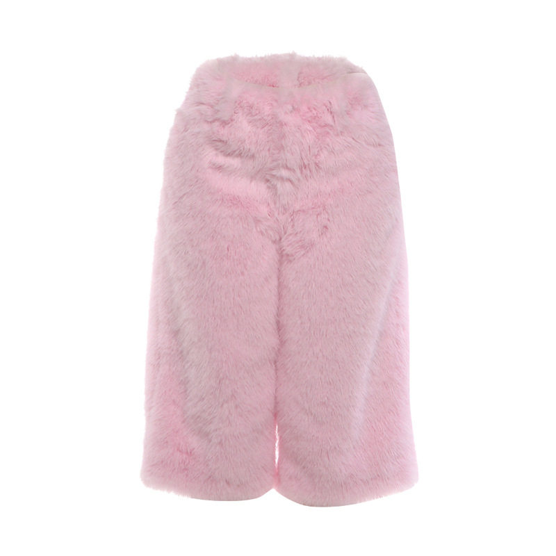Womens Hip Hop Style Plush Loose Fit Low Waist Shorts Unique Design Versatile Comfortable Autumn Collection