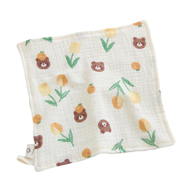 Four-layer gauze baby saliva towel floral newborn baby face towel handkerchief cute absorbent children's small square towel