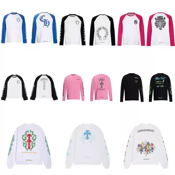 Dujia Edition 24Ss New Ch Chrome Hearts Cross Horseshoe Sanskrit Print Long Sleeve Collection Unisex Cross-Border Wholesale