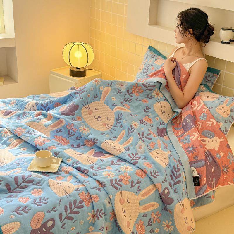 Spring and Summer Old-Fashioned Yunrou Non-Pure Cotton Thickeneded Three-Layer Gauze Towel Quilt Three-Piece Set Blanket Travel Nap Blanket