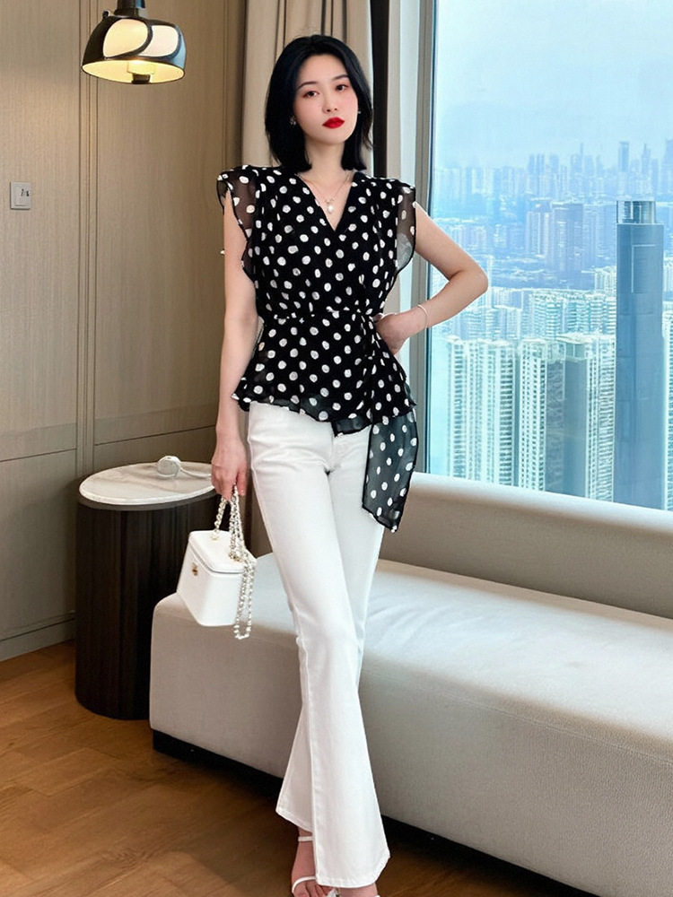 Quần tây nữ ống đứng cạp cao màu trắng mùa hè — [Trắng] chi tiết 6
