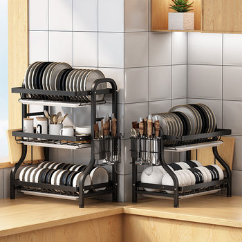 Simple Kitchen Cupboard Storage Rack Countertop Multifunctional Dish and Dish Drain Rack Household Dish and Chopsticks Filtering Storage Cabinet