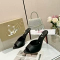 Matte black peep-toe heels - 6cm