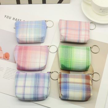 New plaid coin purse canvas small fresh coin bag key bag hand small wallet small gift manufacturers wholesale