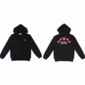 Black with five hearts on the back and a hood