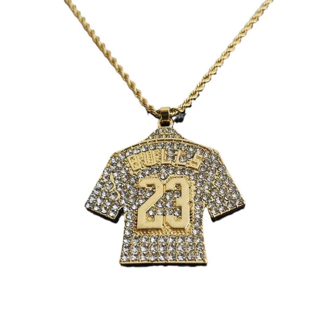 Europe and the United States cross-border trend hip-hop World Cup gold-plated diamond C Luo No. 7 jersey pendant necklace necklace manufacturers wholesale